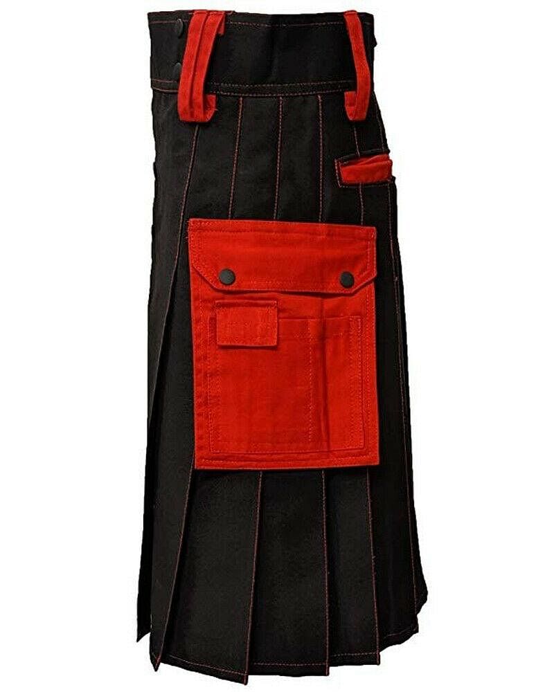 Black & Red Cotton Fashion / Sports Utility Great Scottish Kilt For Men - #Kilts Boutique#