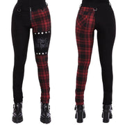 Black & Red Gothic Pants Women Fashion High Waist Zipper Plaid Punk Style Pants Streetwear fashion Casual Ladies Trousers - #Kilts Boutique#