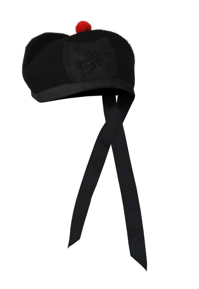 Black Scottish Highland Wear Acrylic Wool Traditional Tartan Glengarry Cap / Hat - #Kilts Boutique#