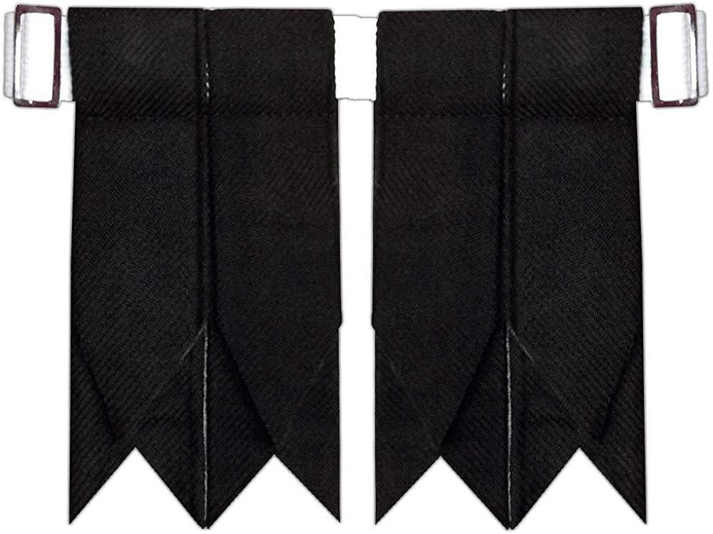Black Scottish Kilt Hose Sock Flashes Garter Pointed Highland Wear - #Kilts Boutique#