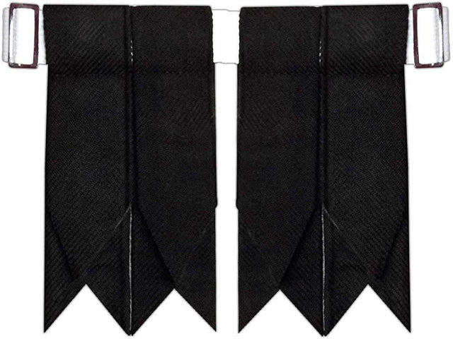 Black Scottish Kilt Hose Sock Flashes Garter Pointed Highland Wear - #Kilts Boutique#
