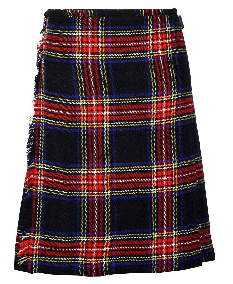 Black Stewart 8 Yard Traditional Highland Tartan Scottish Men's Kilt Outfit Set - #Kilts Boutique#