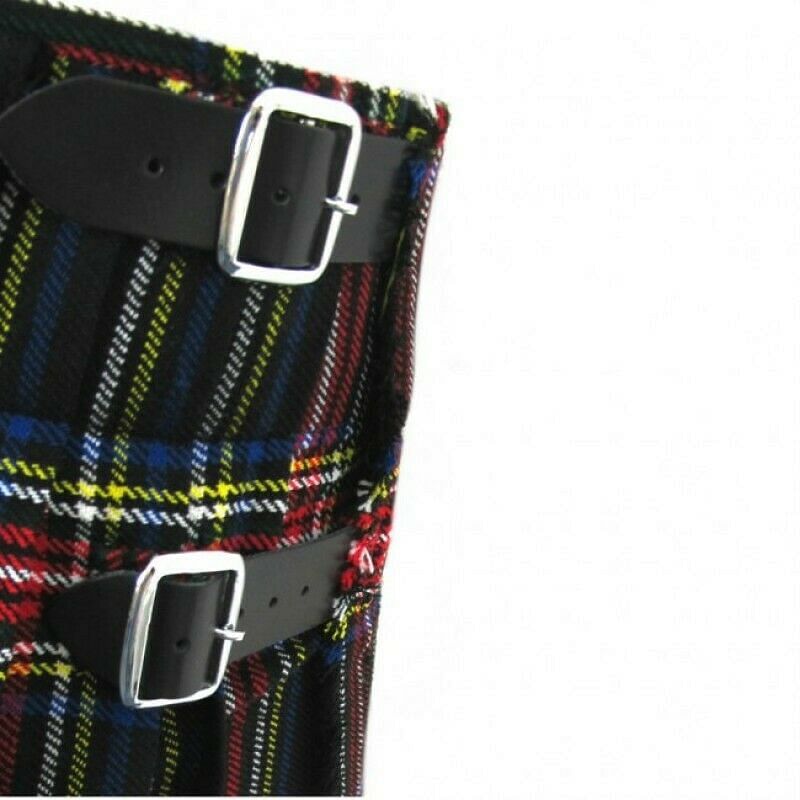Black Stewart Scottish Men's Traditional 5 Yard Highland Tartan Kilt Length 24" - #Kilts Boutique#