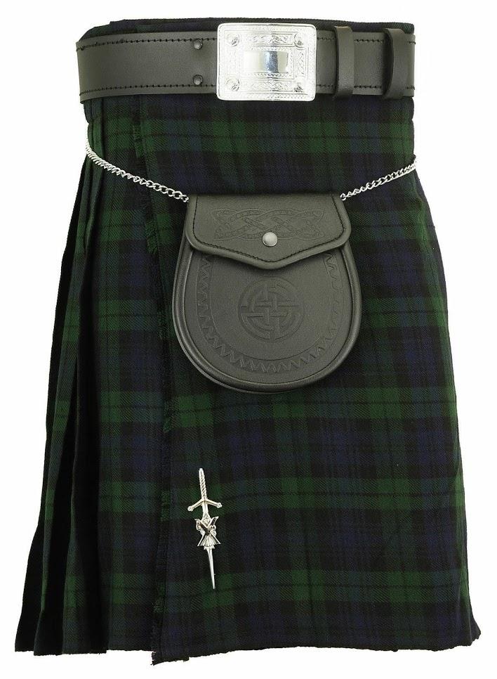 Mens Black Watch Green Tartan Value Kilt