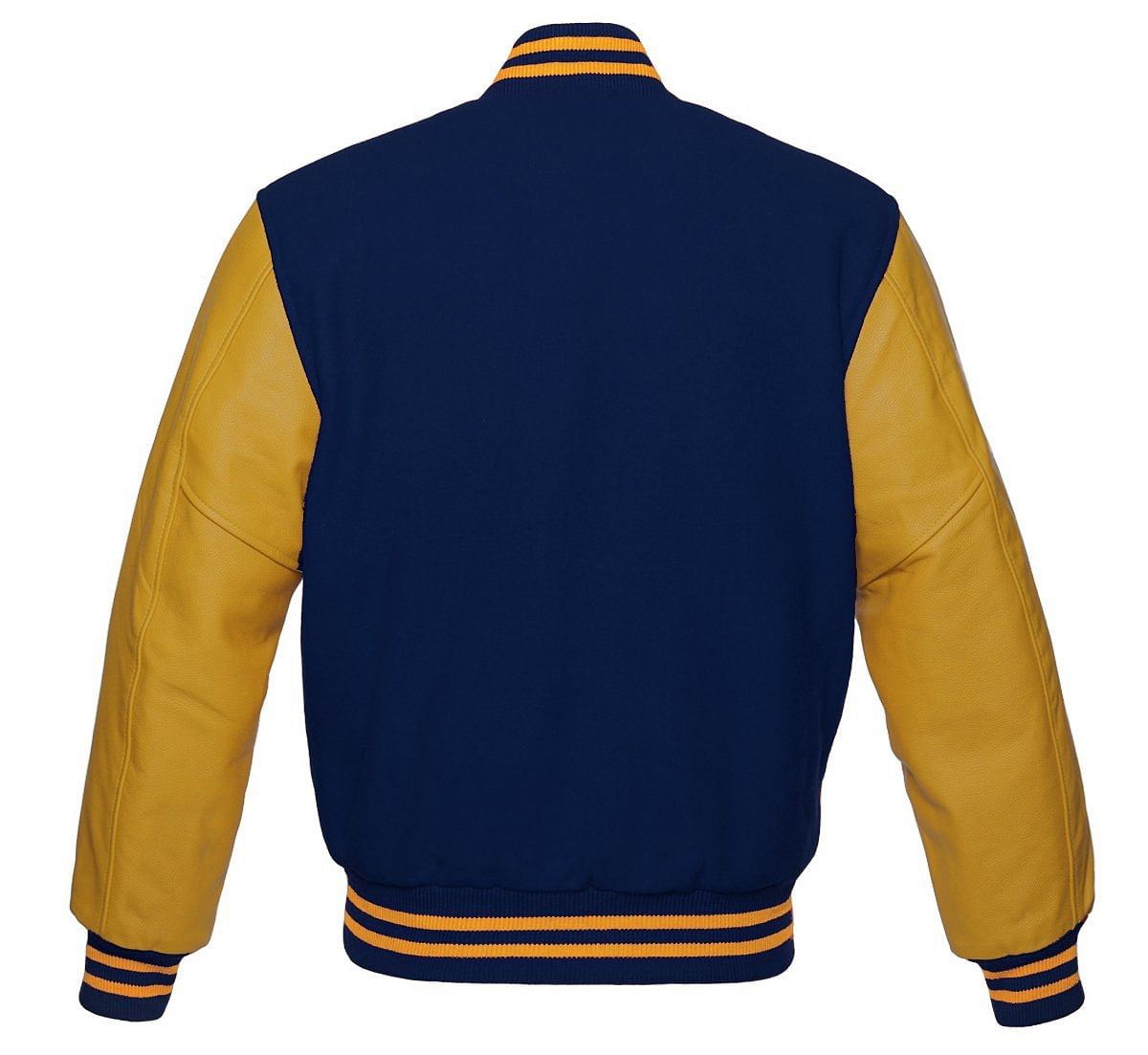 Blue & Yellow Varsity Letterman baseball jacket Wool Body & Leather Sleeves - #Kilts Boutique#