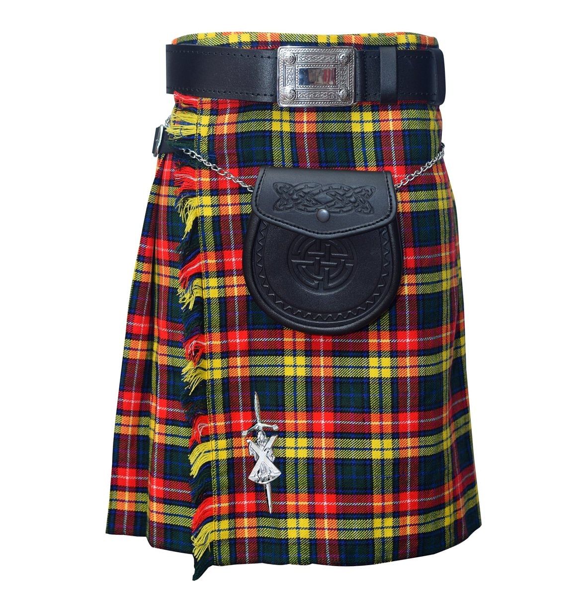 Buchnan Tartan Scottish Men's Traditional Kilt Outfits Sporran Belt Buckle Pin - #Kilts Boutique#