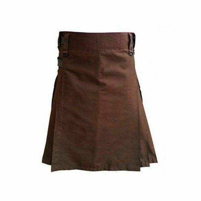 Chocolate Brown Deluxe Handmade Utility Fashion Kilt Active Men Sports Kilt - #Kilts Boutique#