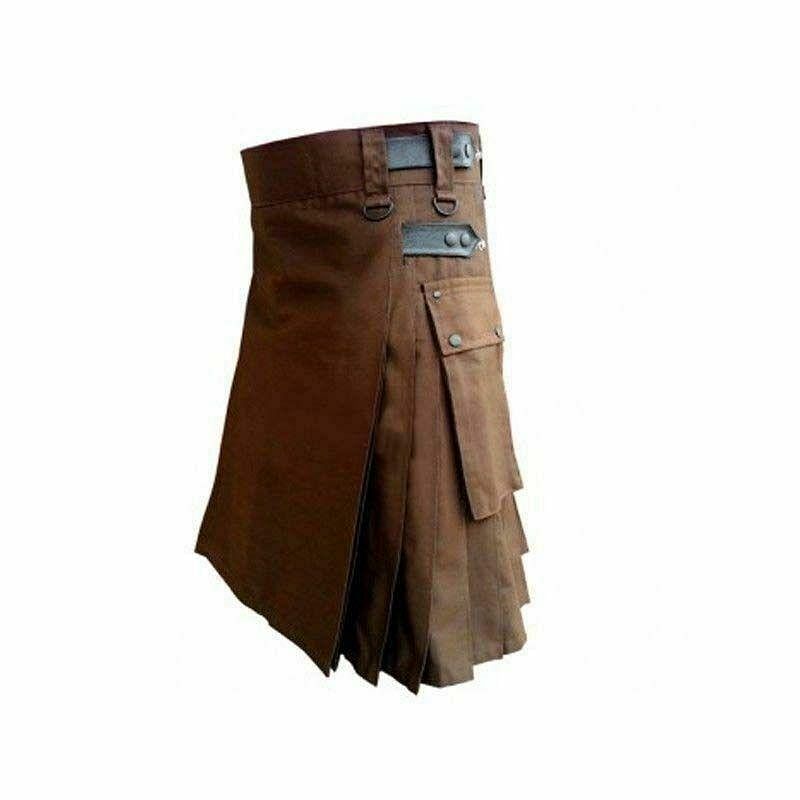 Chocolate Brown Deluxe Handmade Utility Fashion Kilt Active Men Sports Kilt - #Kilts Boutique#