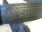 Embossed Celtic Knot Leather Belt & Antiqued Celtic Buckle Scottish Men's Kilt - #Kilts Boutique#