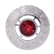 Fly Plaid Brooch Celtic Knot Work RED Stone Chrome Finish - #Kilts Boutique#