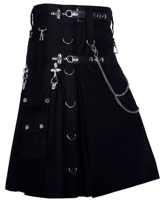 Gothic Kilt Detachable Pockets Modern Gothic Fashion Kilt Active Men - #Kilts Boutique#