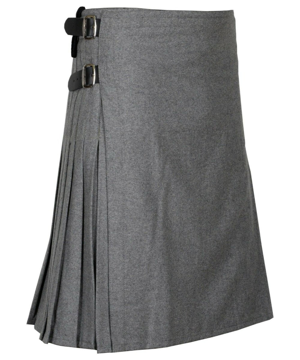 Grey Scottish Men's Traditional 8 Yard Kilt 100% Wool Kilt - #Kilts Boutique#