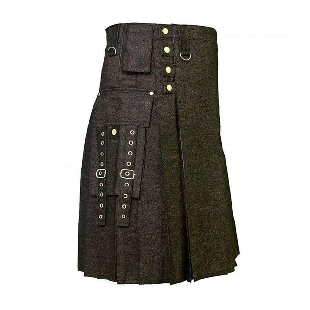 Heavy Denim Kilt Durable Fabric Tactical Pocket Comfortable & Stylish - #Kilts Boutique#