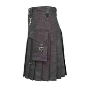 Heavy Denim Kilt Durable Fabric With Straps Flap Pockets - #Kilts Boutique#