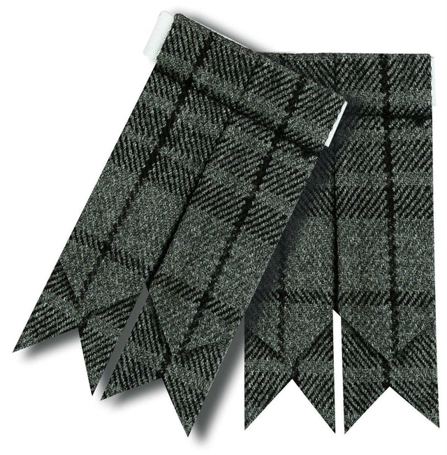 Highland Grey Tratan Scottish Kilt Hose Sock Flashes Garter Pointed Highland Wear - #Kilts Boutique#