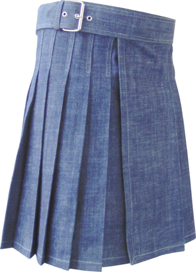 Blue Denim Fashion Utility Kilt