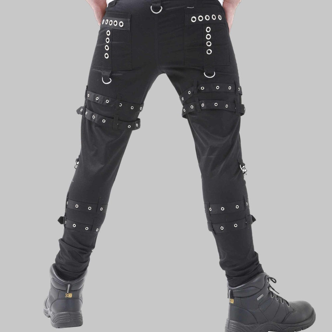 Goth Pant Dead Threads Buckles Zips Chains Straps Black Trousers Cyber Punk, bondage trouser