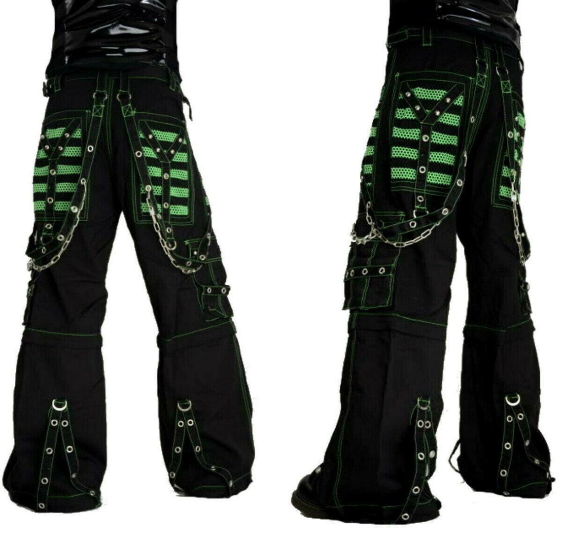 Electro Bondage Rave Men Gothic Cyber Chain Goth Jeans Punk Rock Pant Trouser & Short