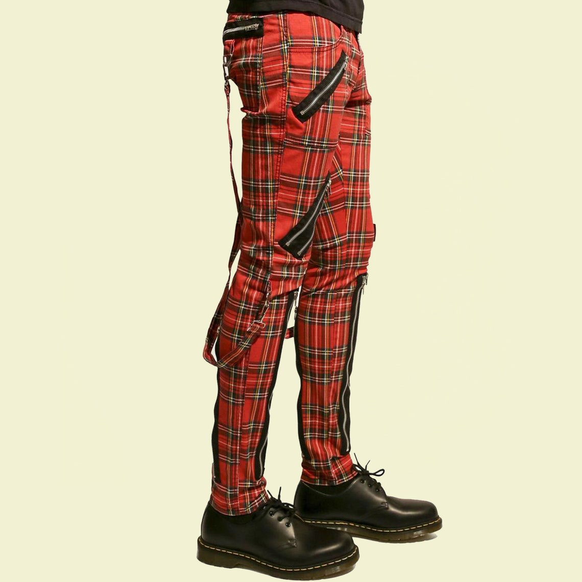 Tripp Bondage Red Straps Men Pant Alternative Punk Rebel Rock EMO Trou