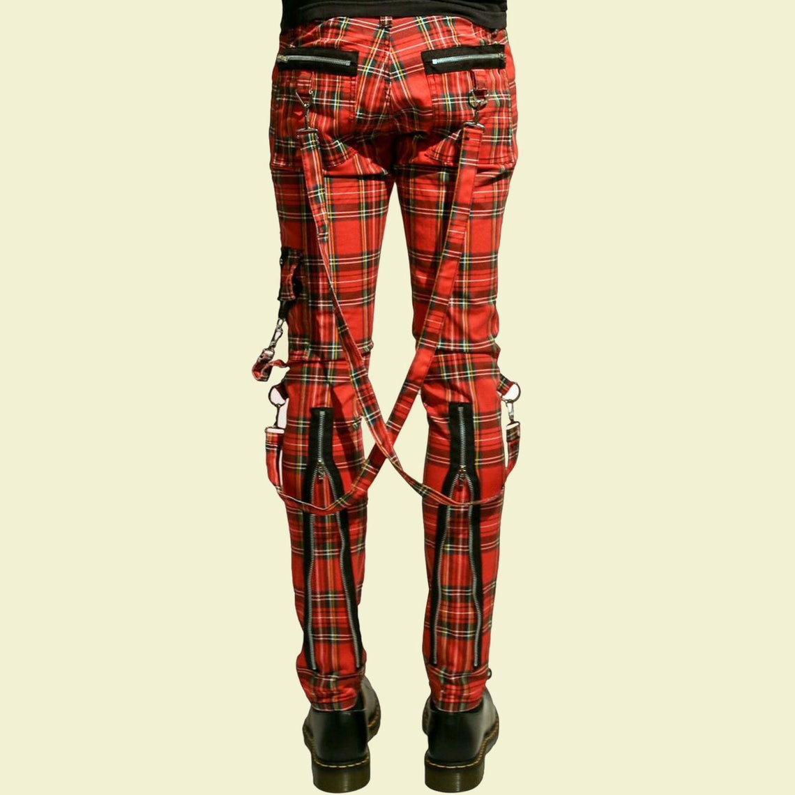 Tripp Bondage Red Straps Men Pant Alternative Punk Rebel Rock EMO Trouser Jeans Pant