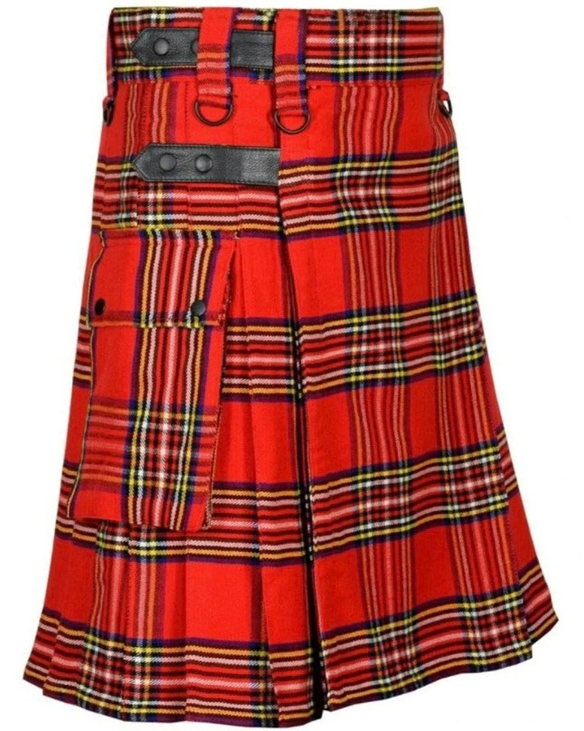 Handmade Scottish Mens Tartan Kilt Leather Strap Utility Kilt For Men