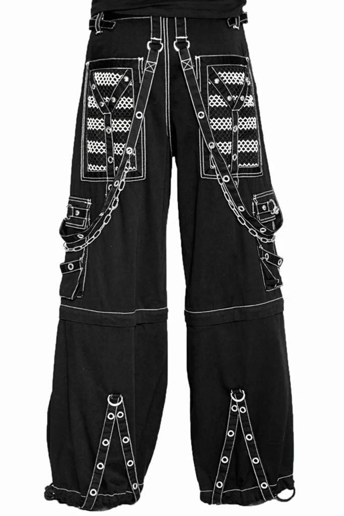 Electro Bondage Rave Men Gothic Cyber Chain Goth Jeans Punk Rock Pant Trouser & Short