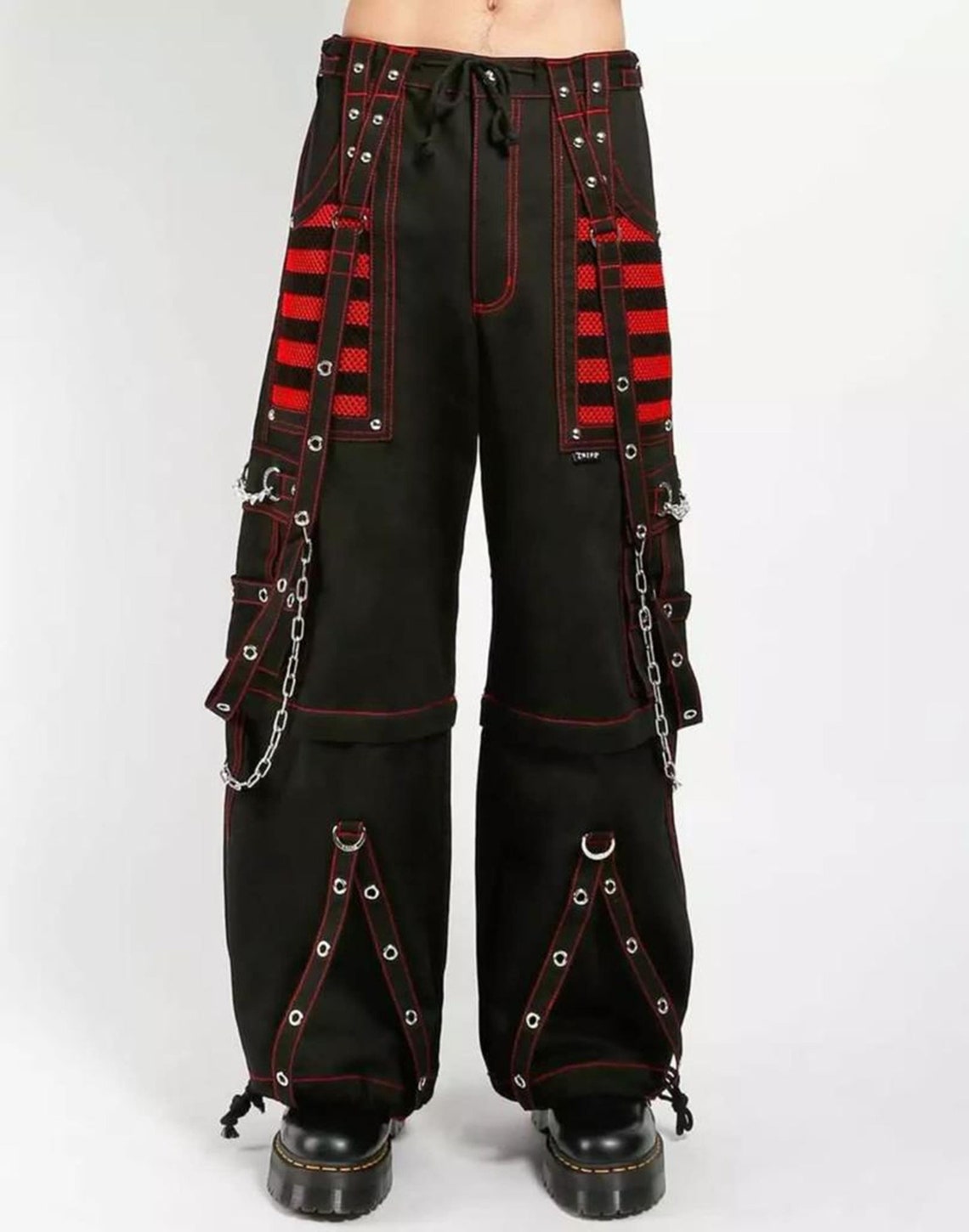 Men's Gothic Handmade Bondage Trouser Punk Rock Transformer Black Red Gothic  Pant/USA/Pants - DARK ROCK - Premium Gothic Clothing shop for men and women