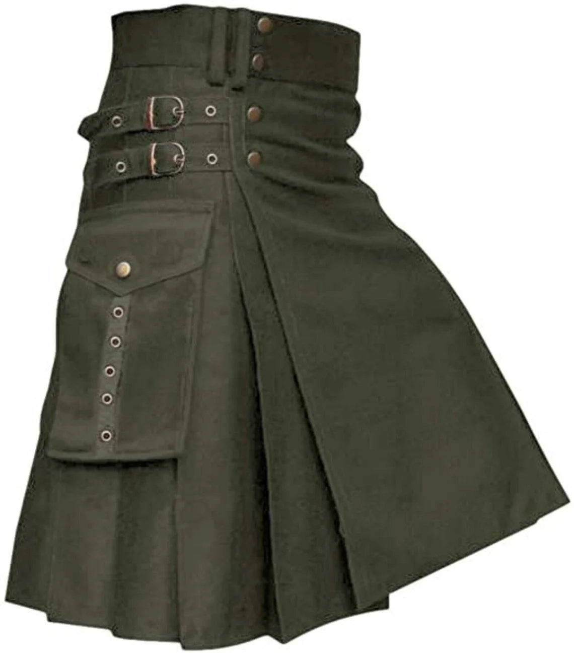 Utility Kilt Scottish Cargo Pockets Cotton Kilt For Men With Antique Hardware