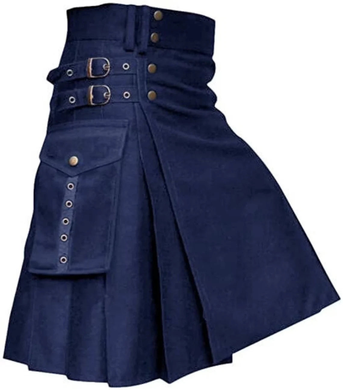 Utility Kilt Scottish Cargo Pockets Cotton Kilt For Men With Antique Hardware