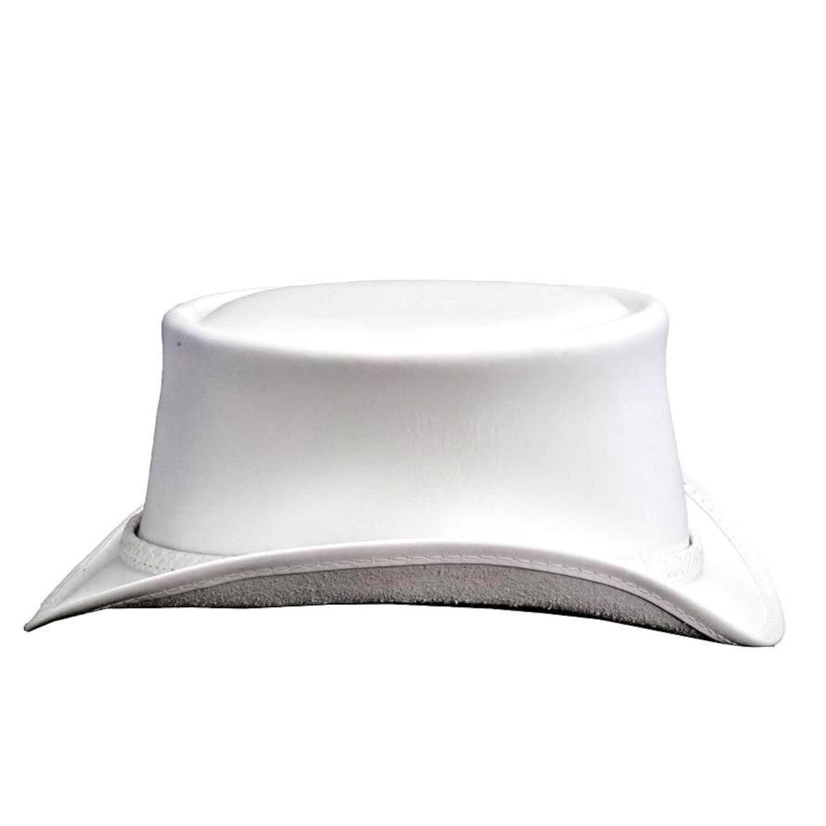 Ghost Rider White Leather Top Hat With Braided Leather Band- White Steampunk Leather Hat - High Hat  Bikers Motorcyclist Hat