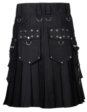 Black Modern Kilt Utility Kilt Scottish Black Gothic Kilt Wedding & Fashion Kilts For Men
