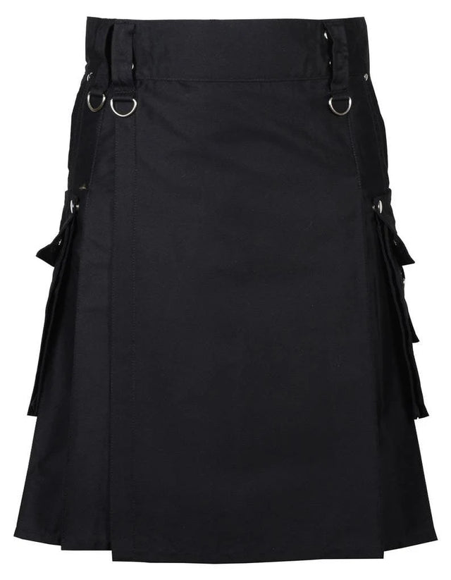 Black Modern Kilt Utility Kilt Scottish Black Gothic Kilt Wedding & Fashion Kilts For Men