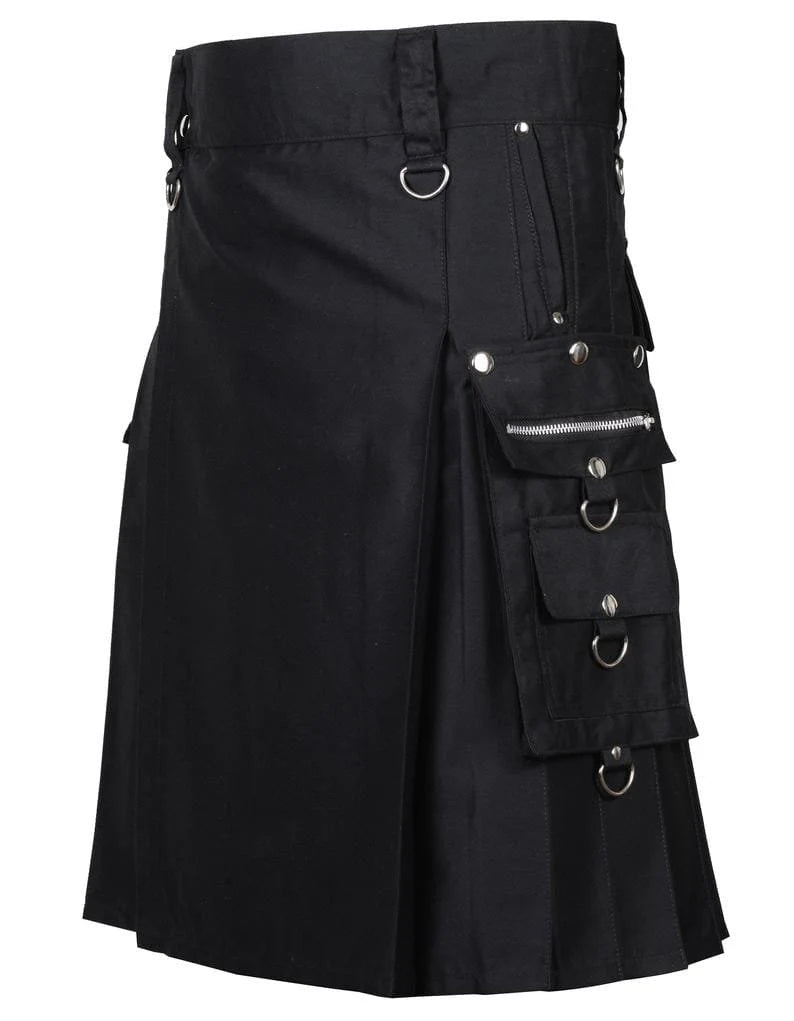 Black Modern Kilt Utility Kilt Scottish Black Gothic Kilt Wedding & Fashion Kilts For Men