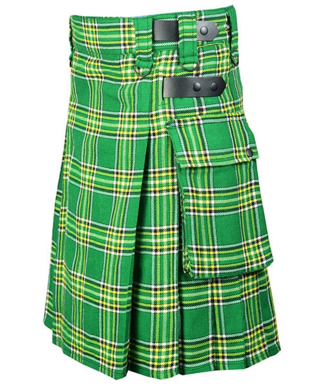 Handmade Scottish Mens Tartan Kilt Leather Strap Utility Kilt For Men