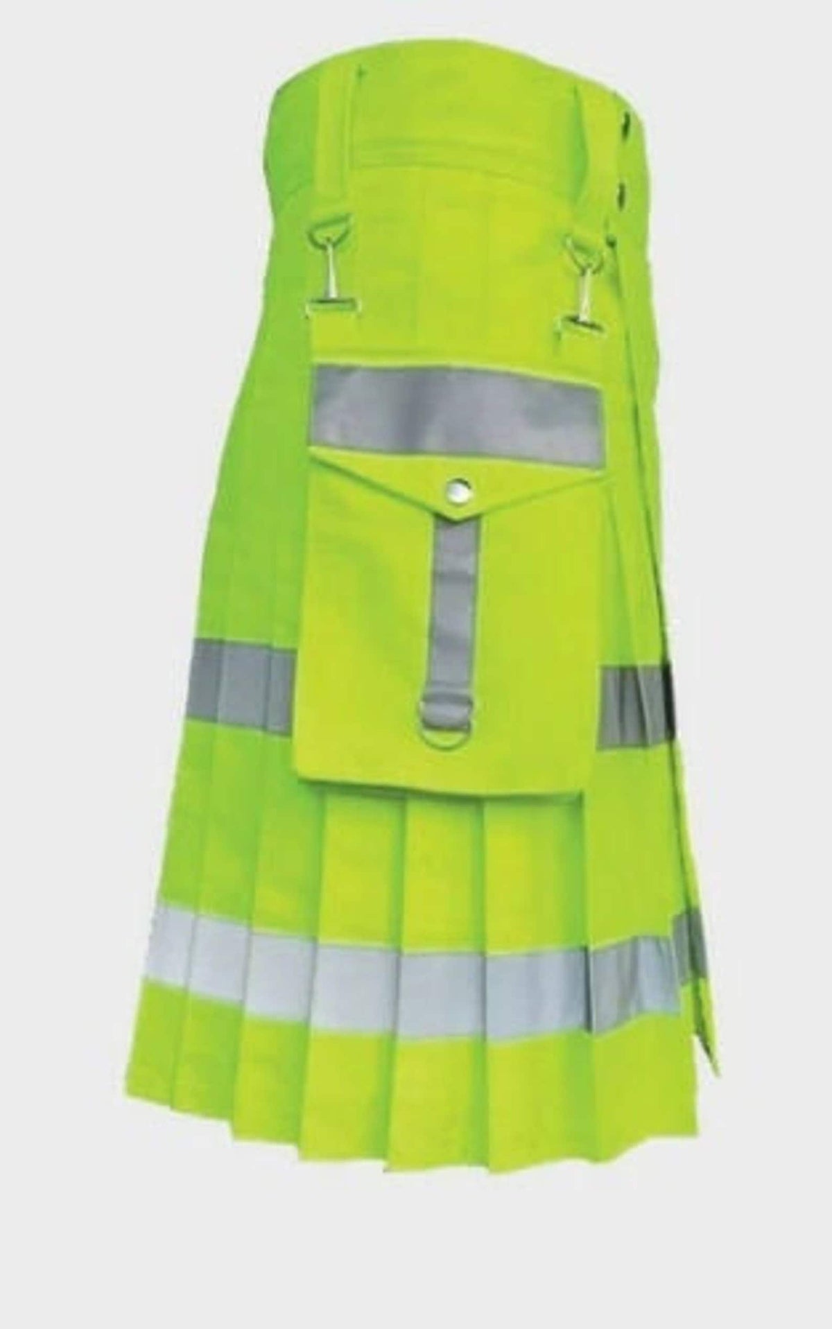 Green Firefighter Kilt Men's Traditional Scottish Kilt Premium Highland Neon Utility with reflective tape