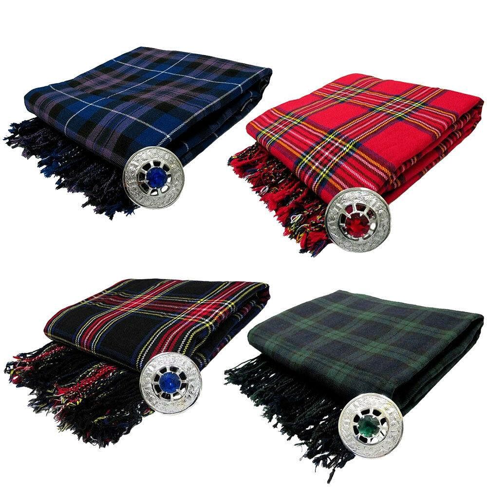 Kilt Fly Plaid 106"x 53" with Stone Brooch / Kilt Fly Plaid Brooches - #Kilts Boutique#