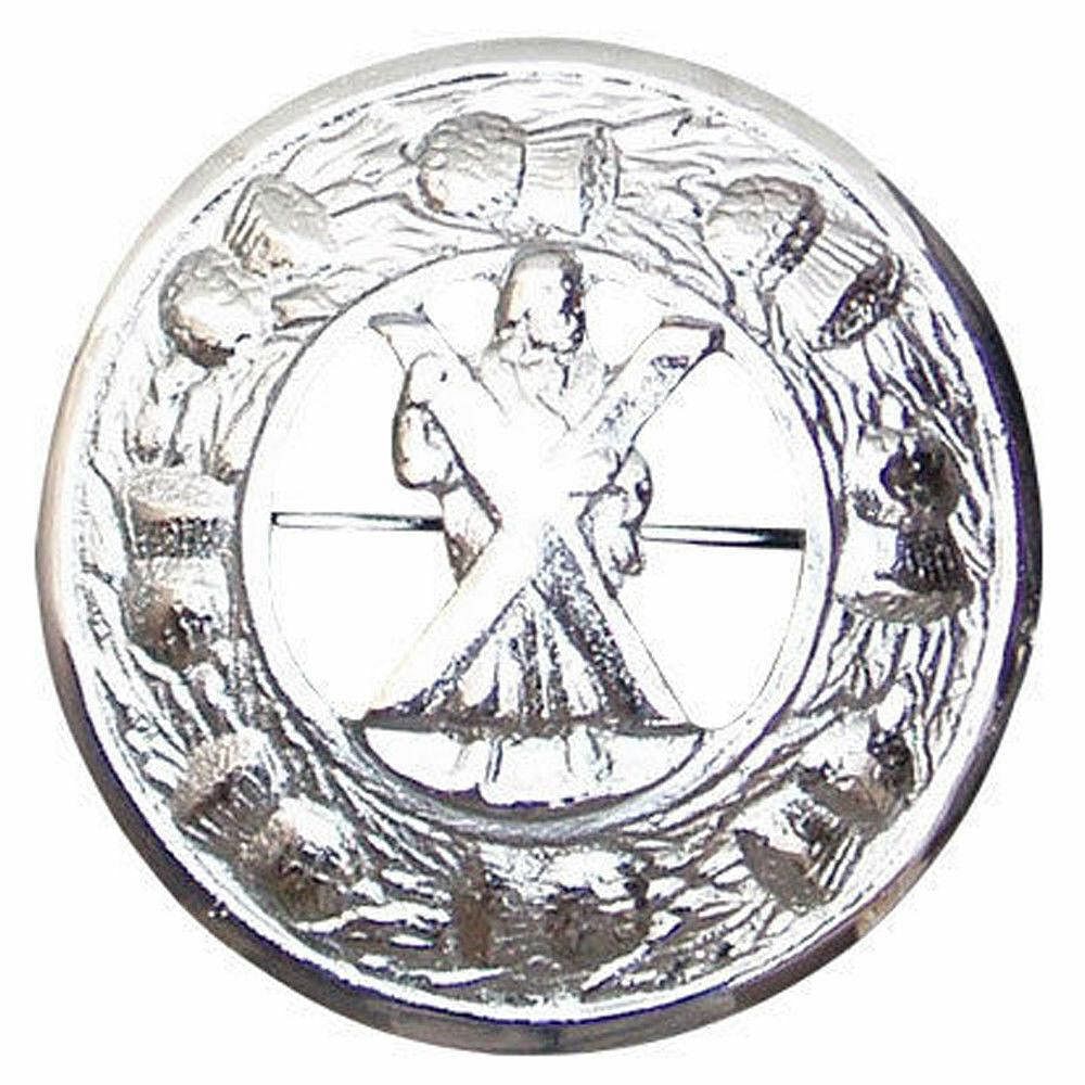 Kilt Fly Plaid Brooch Large With Scrolling Thistle Chrome Border Various Design - #Kilts Boutique#