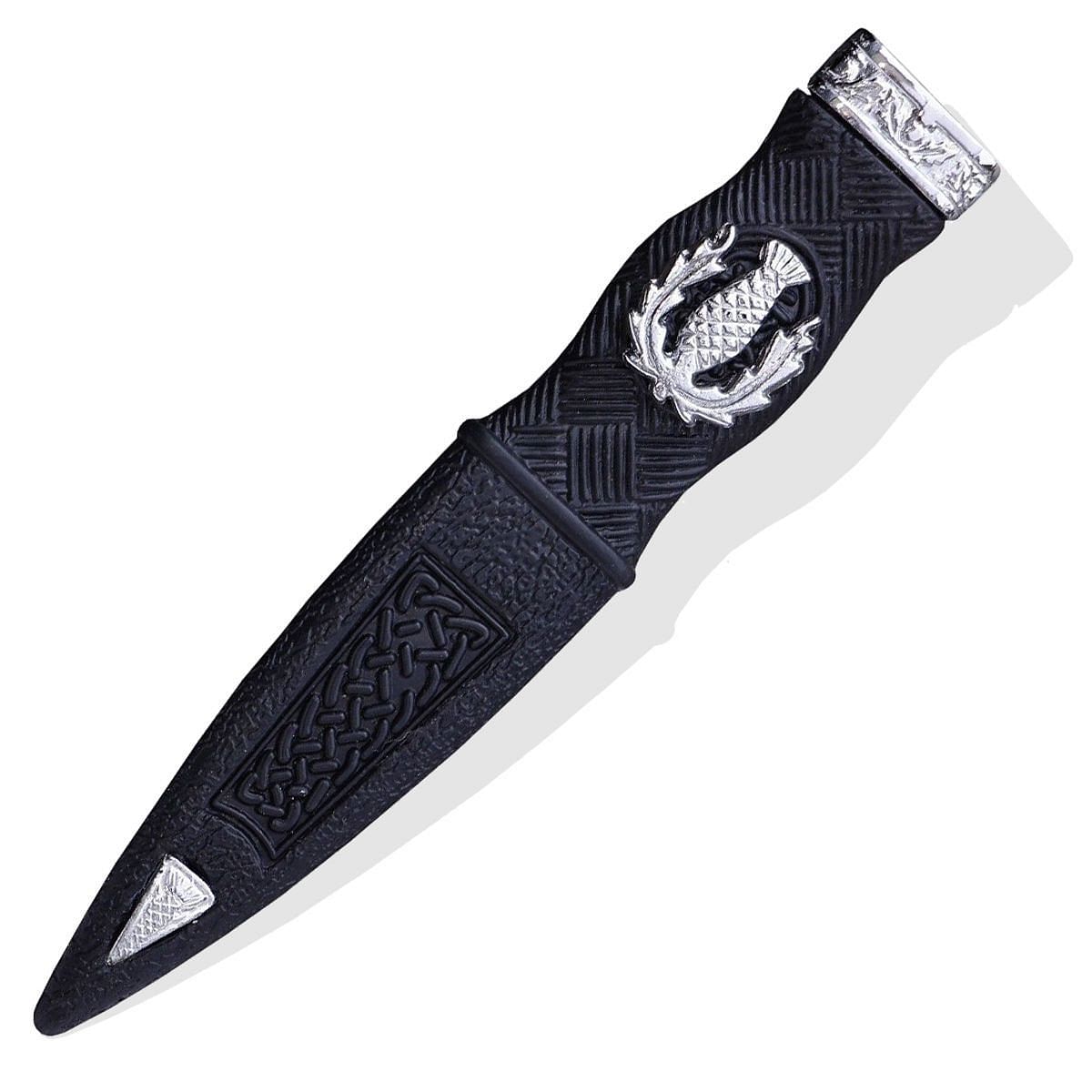 Kilt Highland Wear Safety Sgian Dubh Pewter Mount Thistle Design Chrome - #Kilts Boutique#