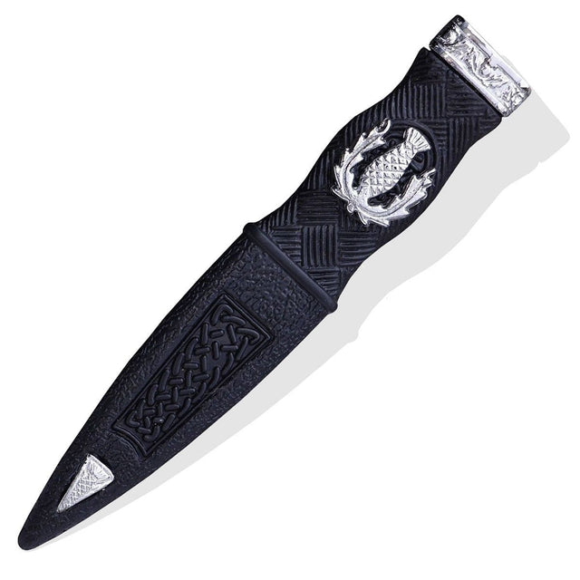 Kilt Highland Wear Safety Sgian Dubh Pewter Mount Thistle Design Chrome - #Kilts Boutique#