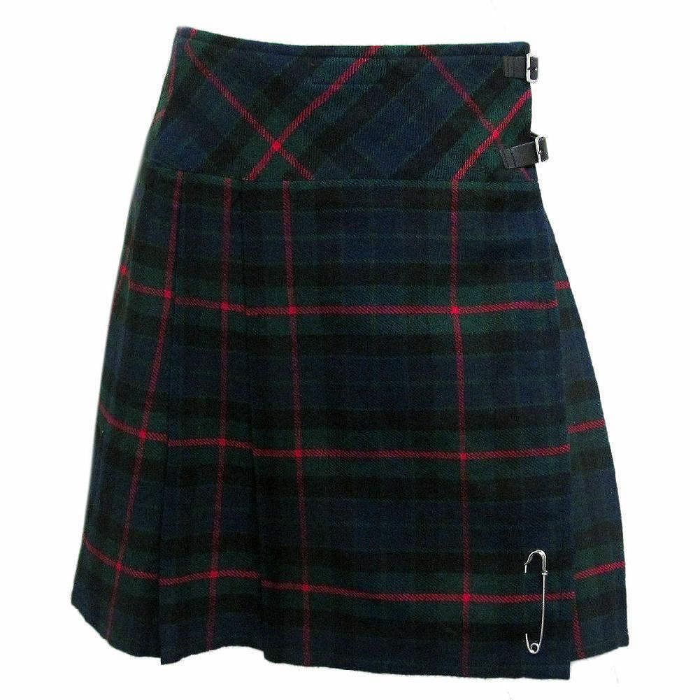 Knee-Length Tartan Kilt Skirt For Women - Black Pleated Style, 100% Acrylic