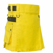 Ladies Utility Kilt Skirt Highland Women Yellow 100% Cotton 18" Drop - #Kilts Boutique#
