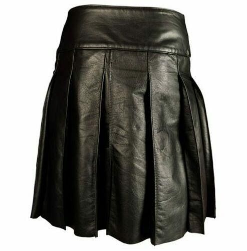 Men Black Cowhide Leather kilt Utility - #Kilts Boutique#