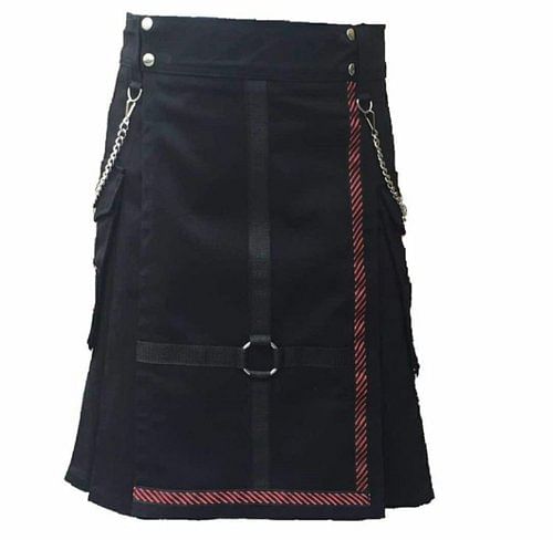 Men Scottish Black two Tone Fashion Chain Utility Kilt drilled Cotton - #Kilts Boutique#