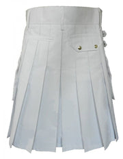Men White Utility Fashion Active Sport Kilt With 2 Cargo Pockets - #Kilts Boutique#