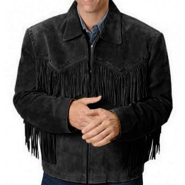 Men's Simply Western Jacket - Hand Braiding And Lacing - Extensive Long Fringe - #Kilts Boutique#