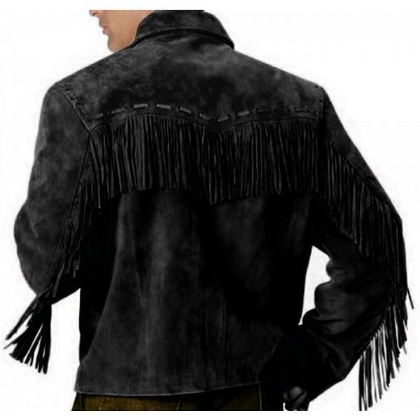 Men's Simply Western Jacket - Hand Braiding And Lacing - Extensive Long Fringe - #Kilts Boutique#