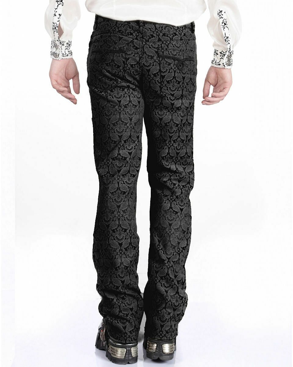 Mens Trousers Pants Black Brocade Steampunk VTG Gothic Aristocrat - #Kilts Boutique#