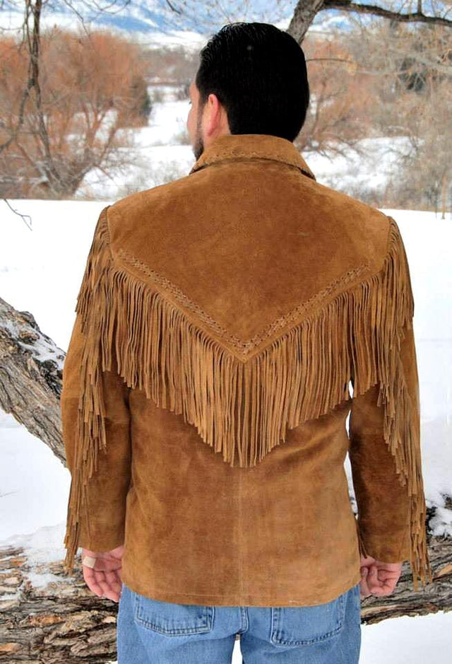 Men's Western Fringed American Buffalo Coat Hair Pipe - Lacing - Extensive Long Fringe - #Kilts Boutique#