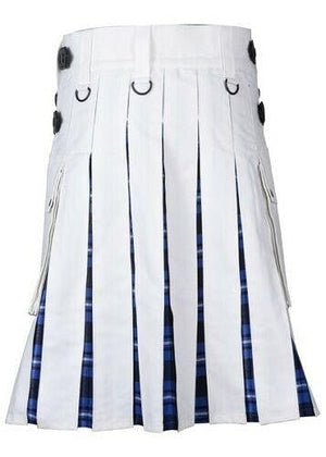 Heavy Cotton Hybrid Kilt White Color With Tartan