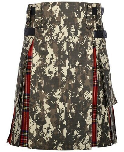 Military Digital Camo Utility Hybrid Kilt Royal Stewart Tartan - #Kilts Boutique#